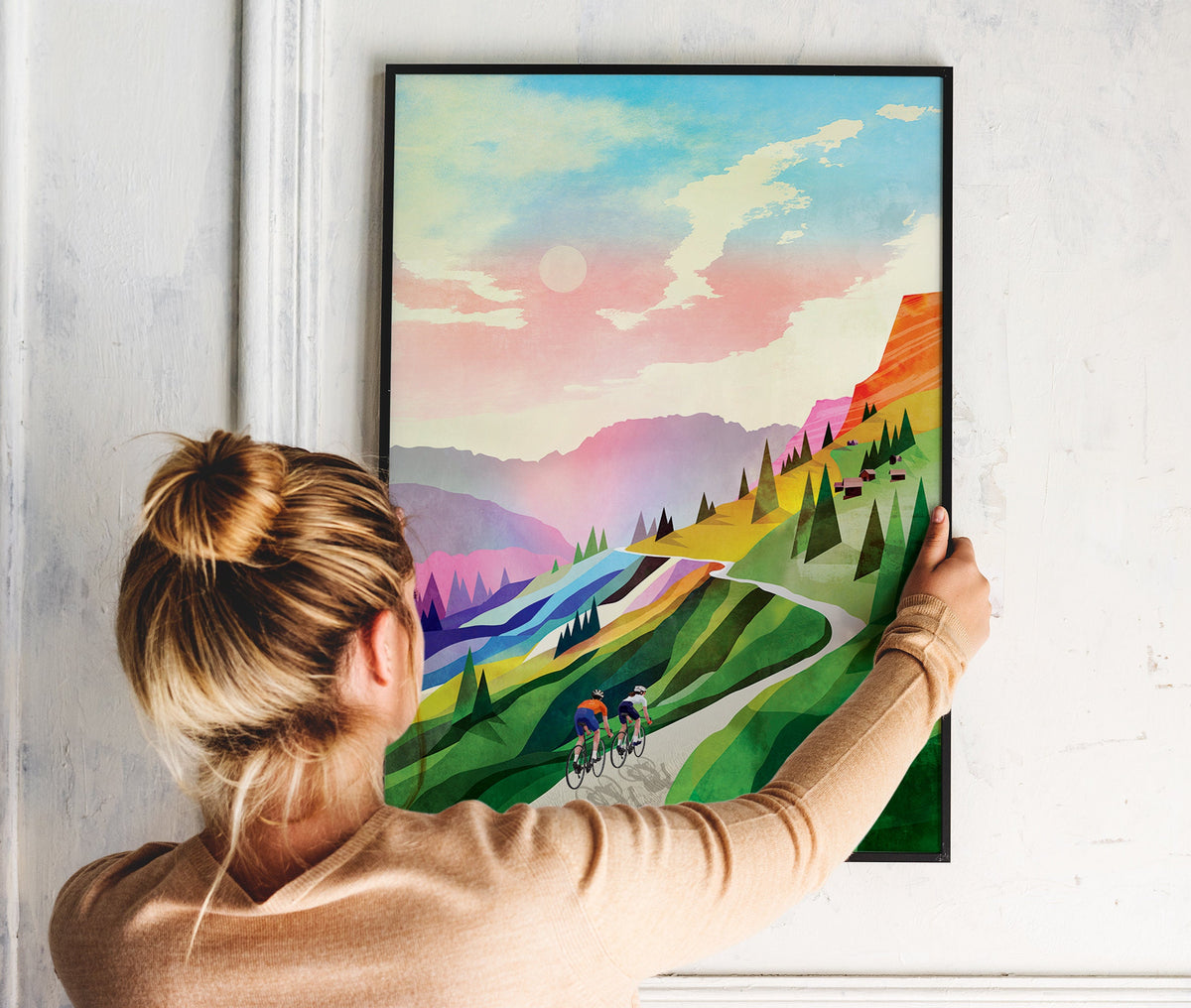 Cycling Couple Art Print | Dolomites Gravel Ride Wall Art