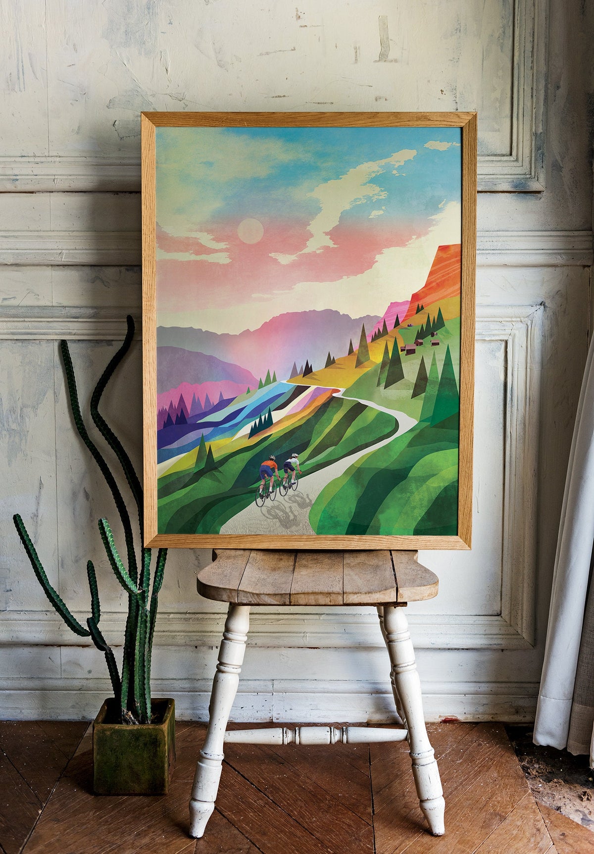 Cycling Couple Art Print | Dolomites Gravel Ride Wall Art