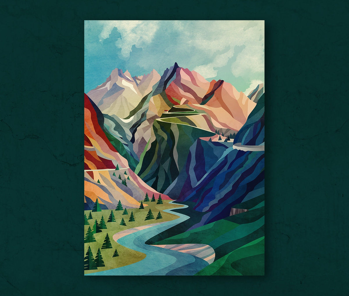 Mountain Pass Art Print | Mountain Road Landscape Wall Art