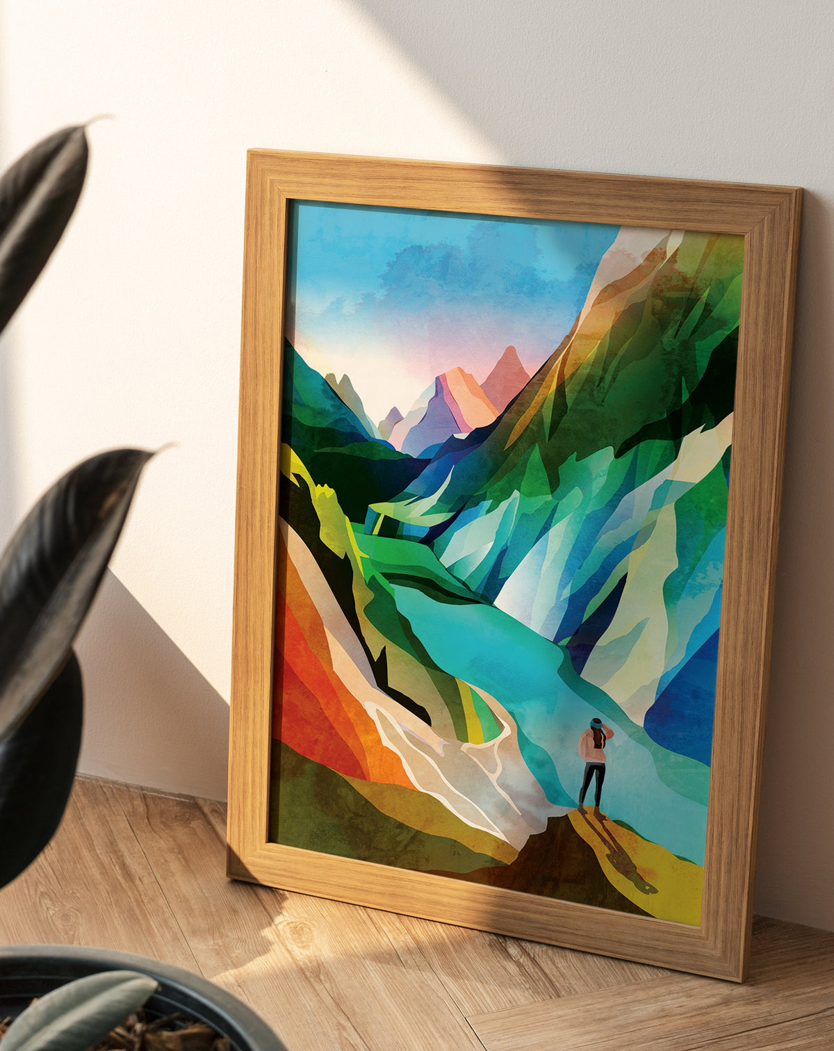 Hiking Girl Art Print | Woman Hiker Mountain Wall Art