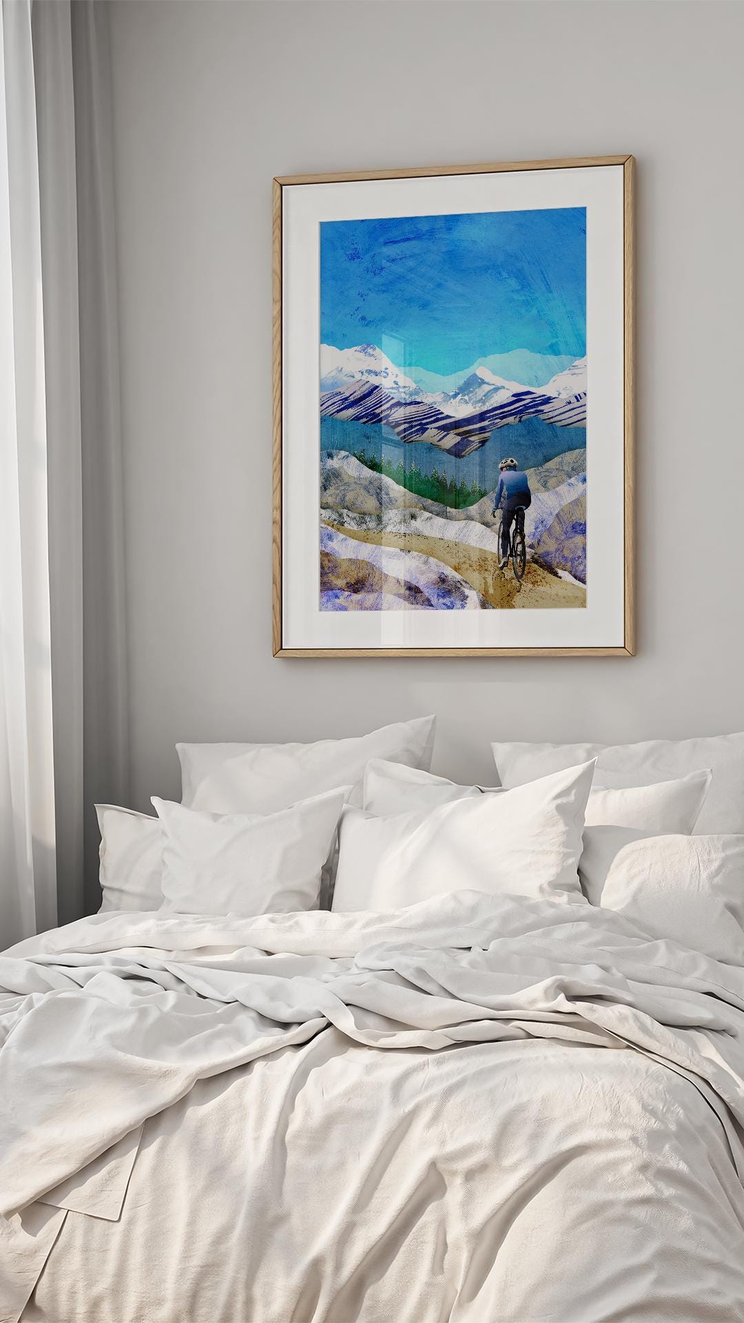 Winter Mountain Cycling Art Print | Cyclist Wall Art