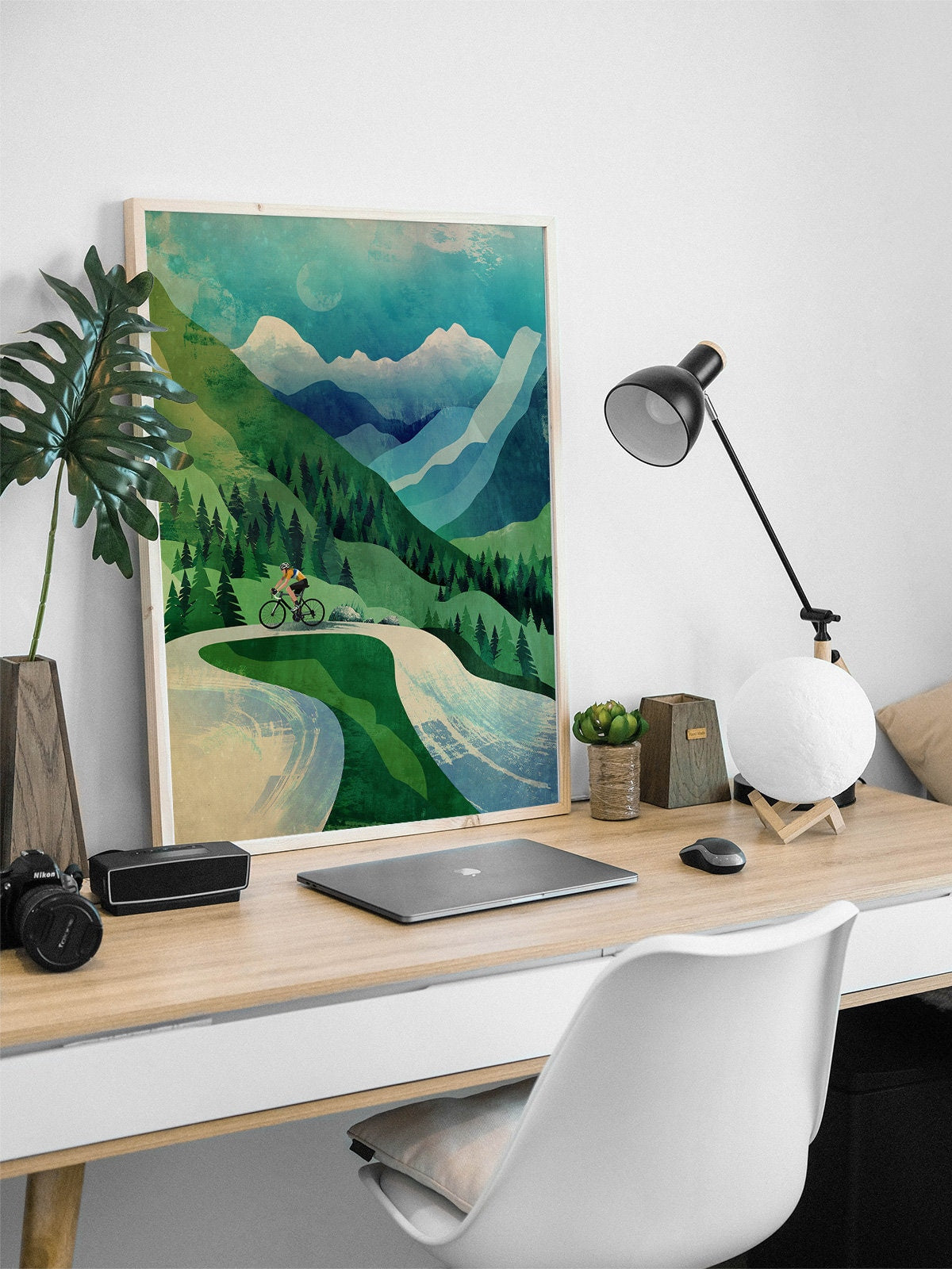 Cycling Art Print | Mountain Ascent Illustration