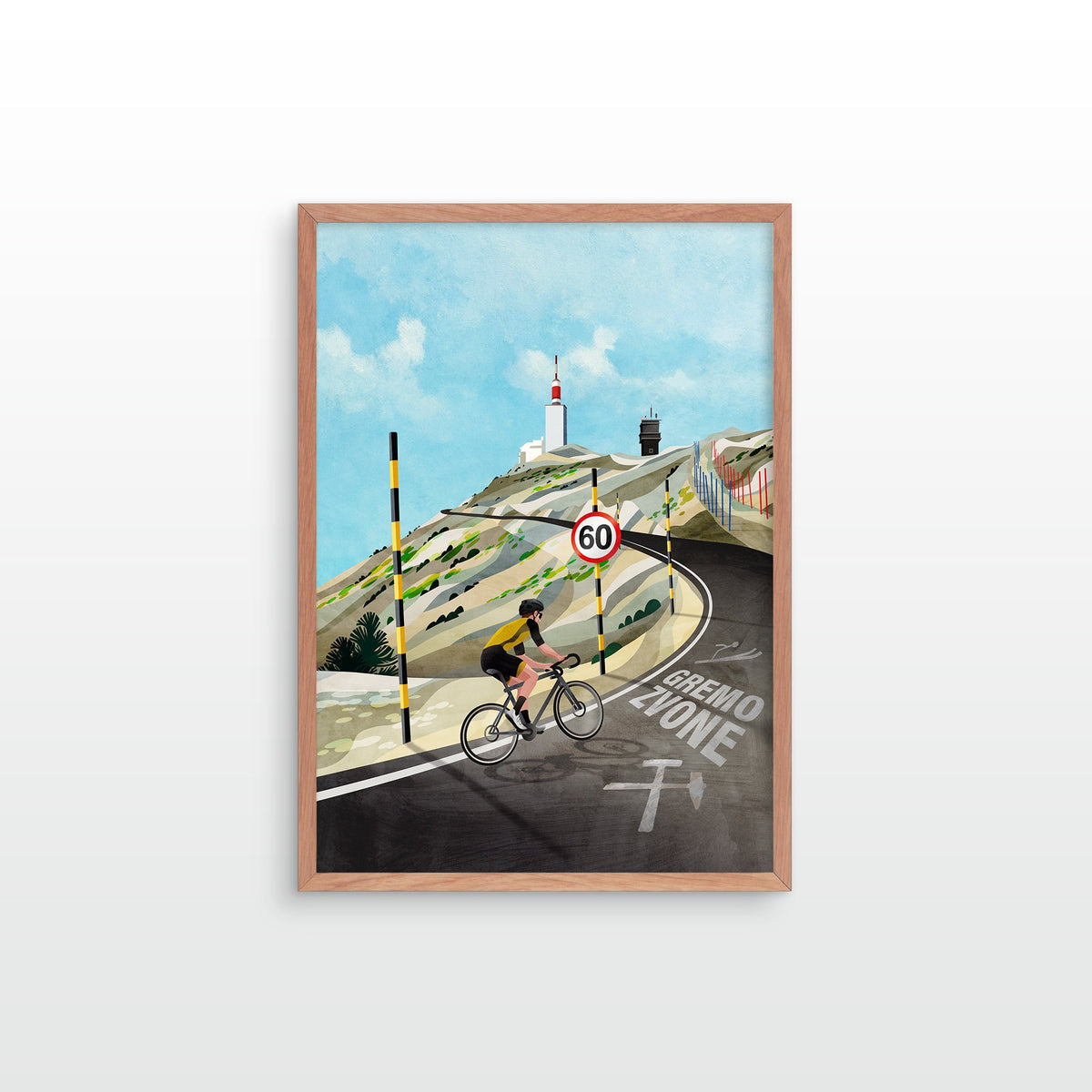 Personalized Mont Ventoux Cycling Art Print | Custom Rider illustration