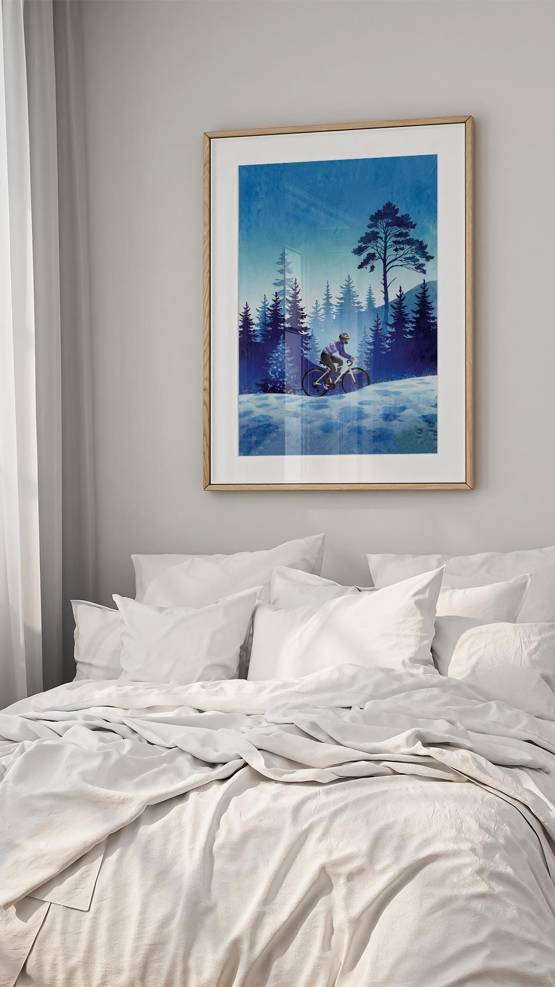Woman Cyclist Art Print | Winter Cycling Wall Art