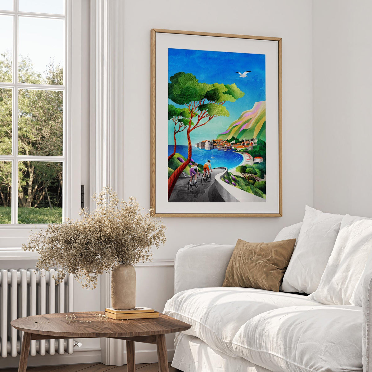 Seaside Cycling Art Print | Coastal Bicycle Ride Wall Art