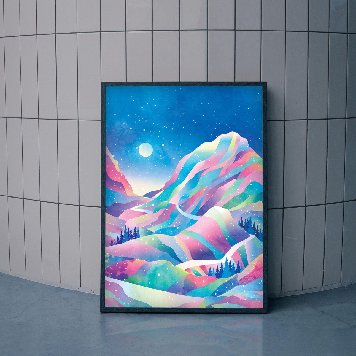Winter Holidays Art Print | Snowy Mountain Landscape