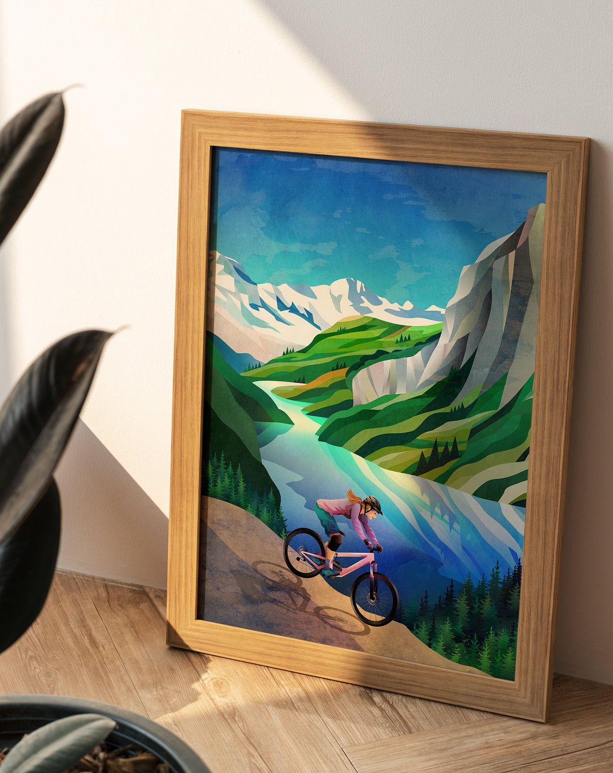Mountain Bike Art Print | Woman Riding MTB Wall Art