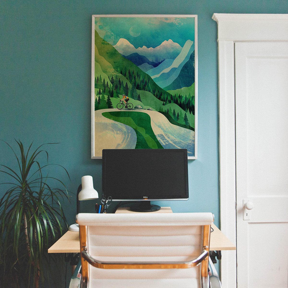 Cycling Art Print | Mountain Ascent Illustration