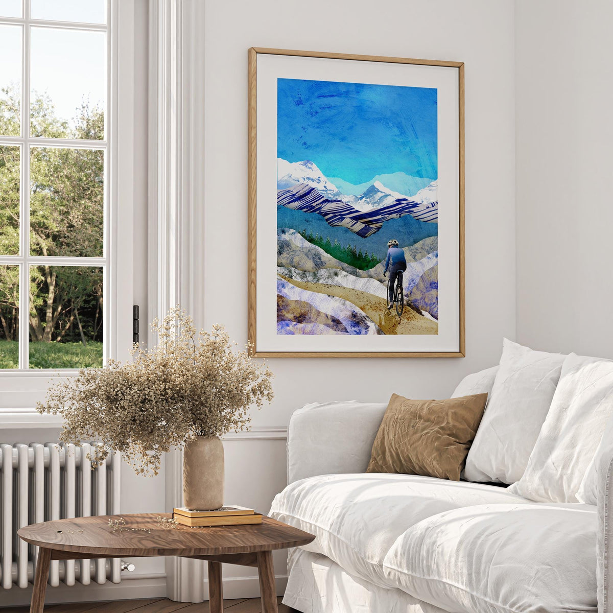 Winter Mountain Cycling Art Print | Cyclist Wall Art
