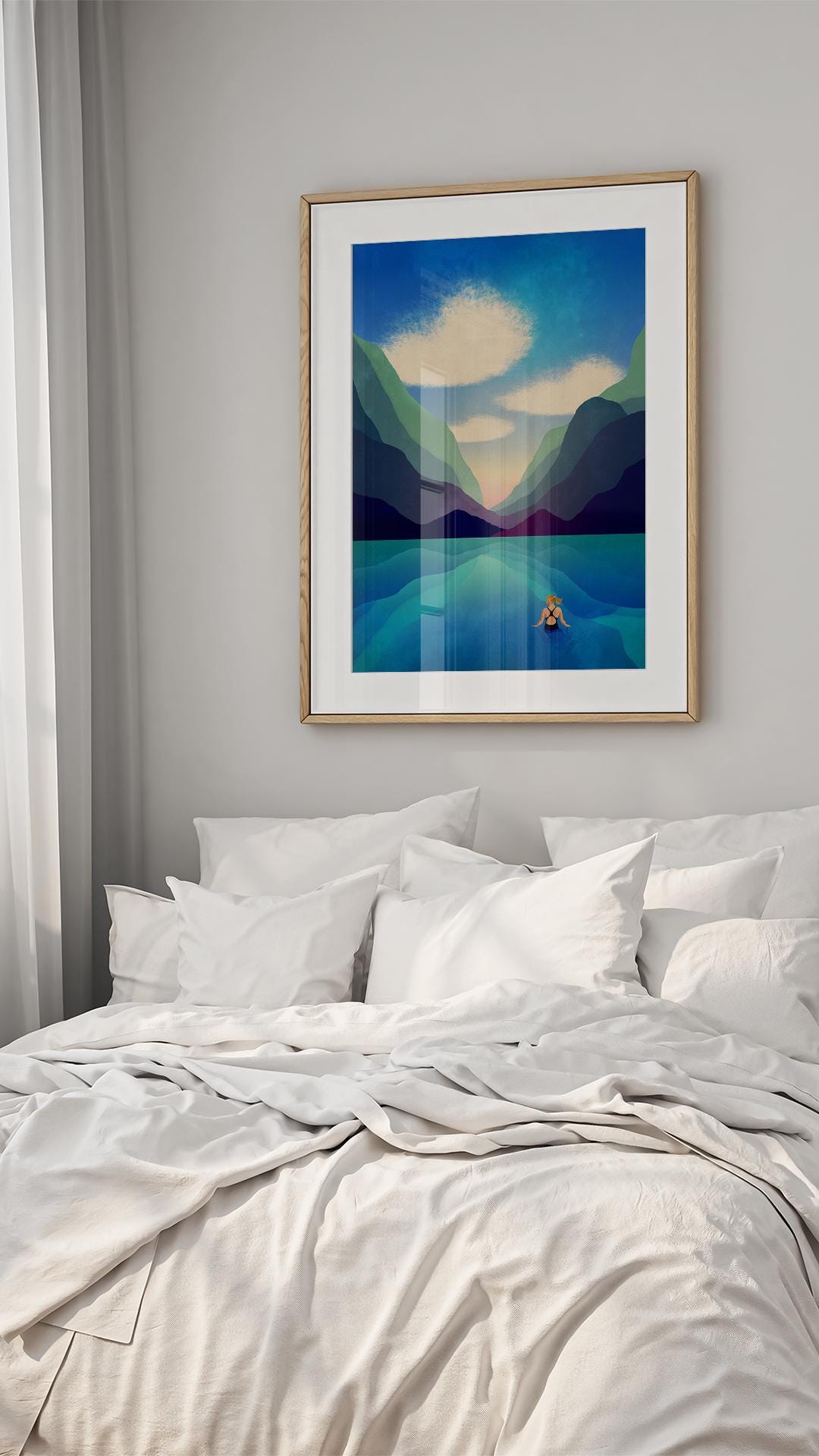 Wild Swimming Art Print | Lake and Forest Nature Wall Art