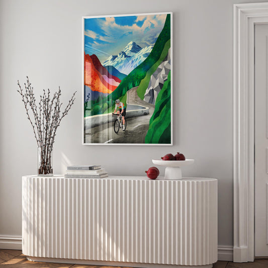 Cycling Art Print | High Mountain Road Cycling Wall Art