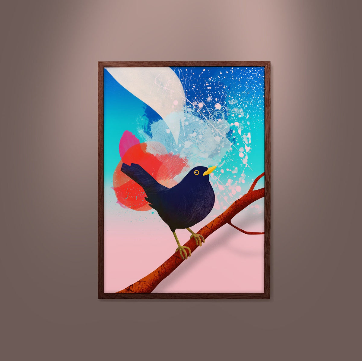 Common Blackbird Art Print | Illustrated Bird Wall Art.