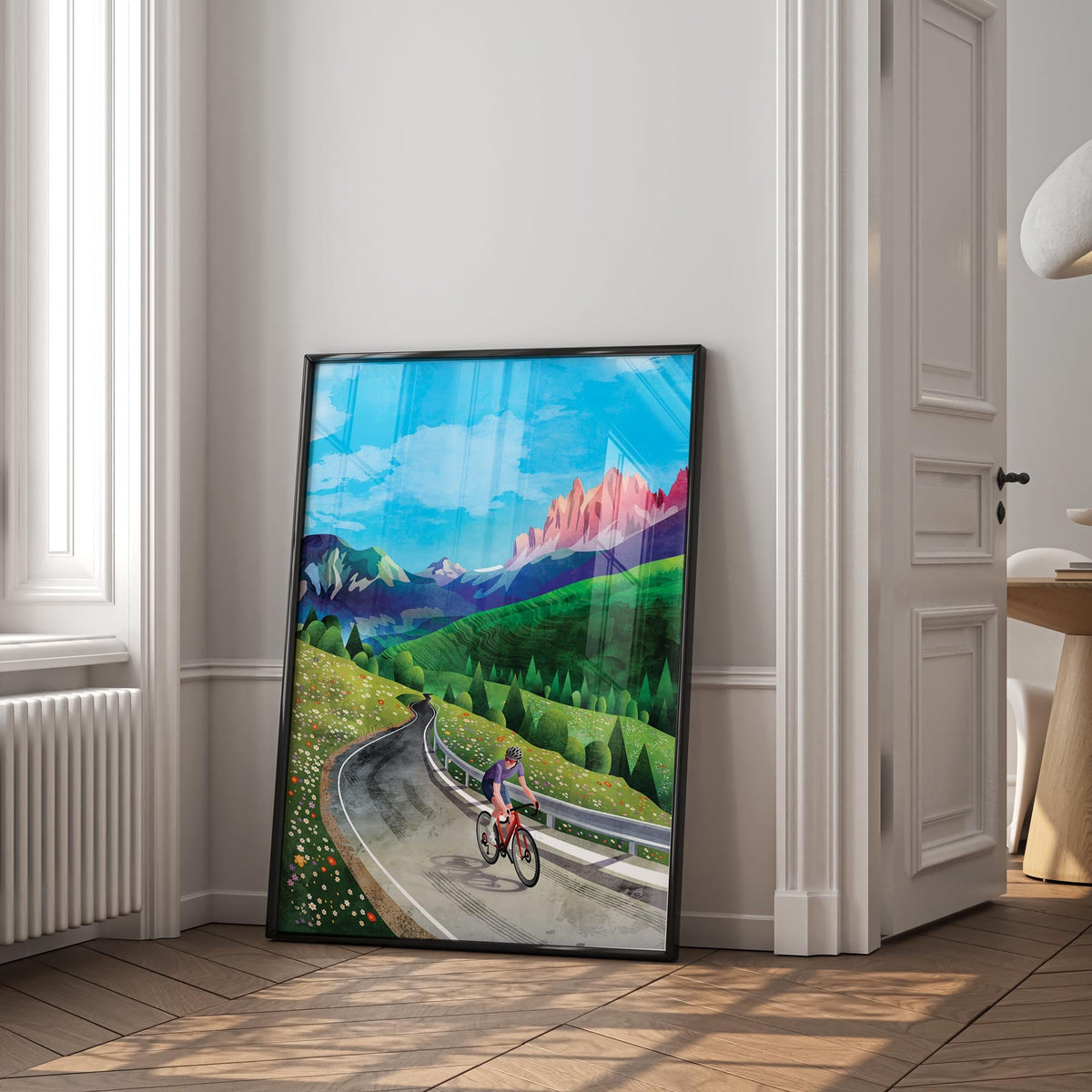 Cycling Art Print | High Mountain Pass Road Cyclist Wall Art