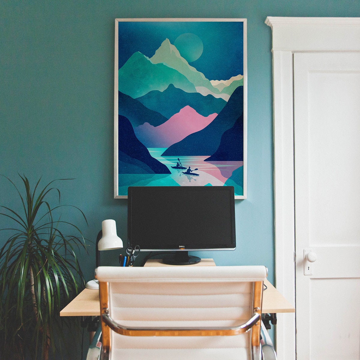 Kayaking on a Mountain Lake Fine Art Print
