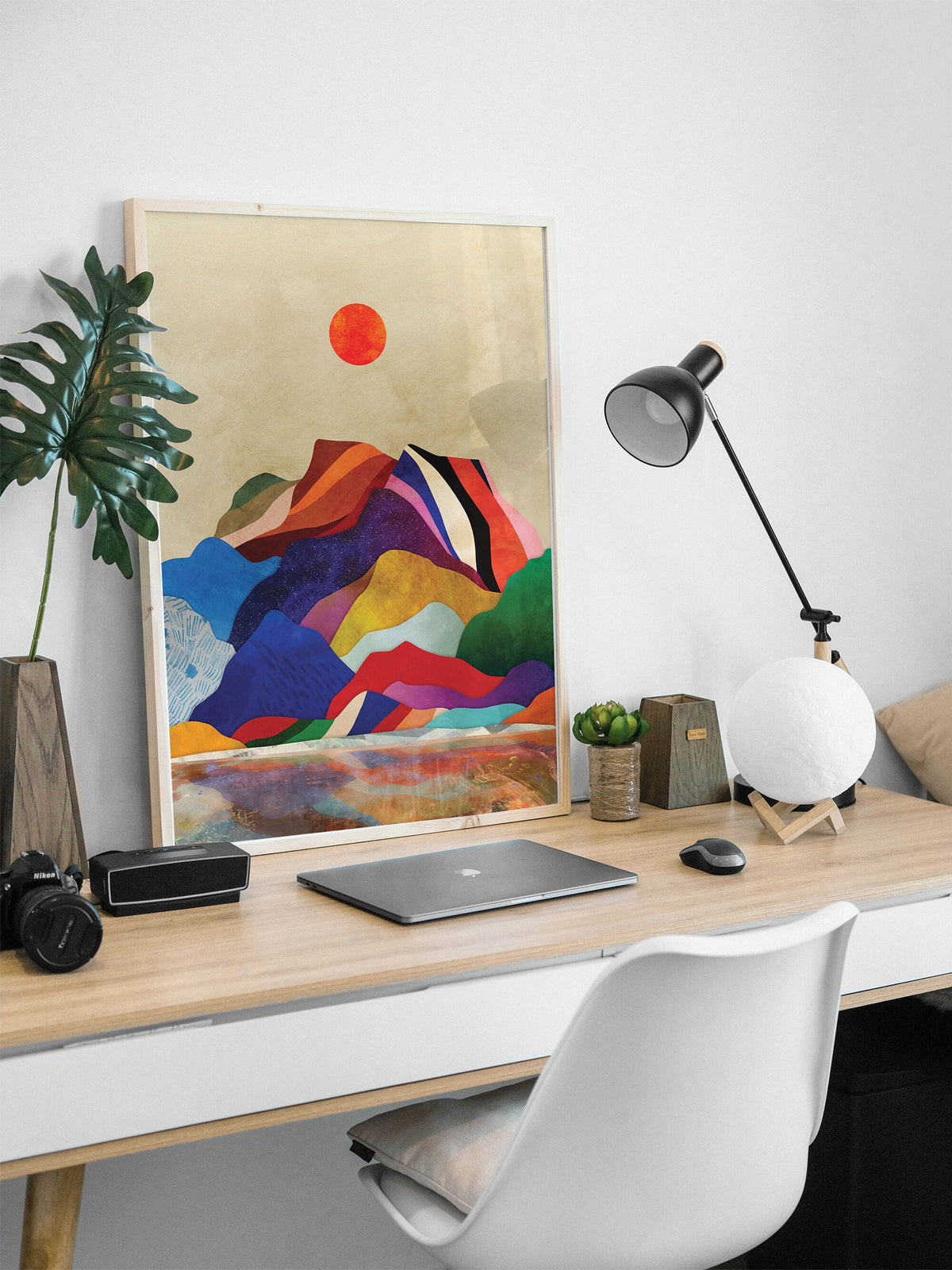Mountain Lake Art Print | Colorful Landscape Wall Art