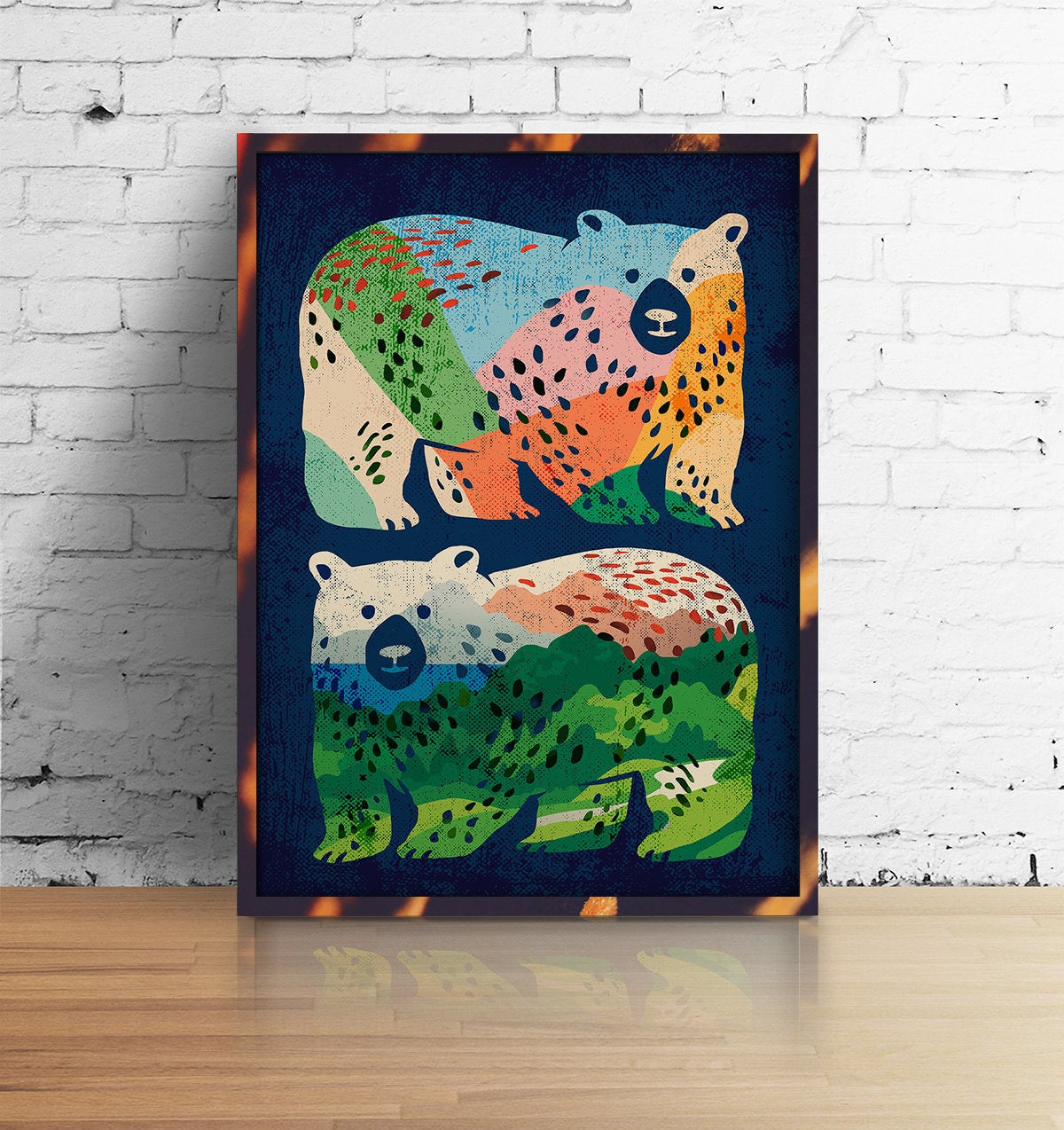 Bear Friends Art Print | Wildlife Friendship Illustration Wall Art