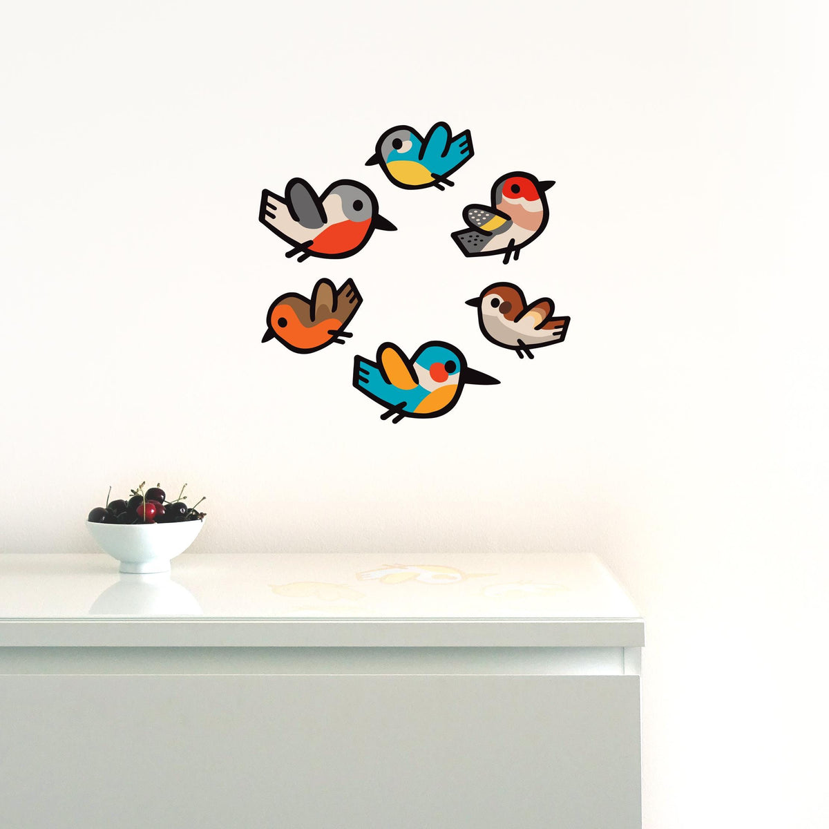 Bird Wall Decals | Set of 6 Removable Fabric Stickers