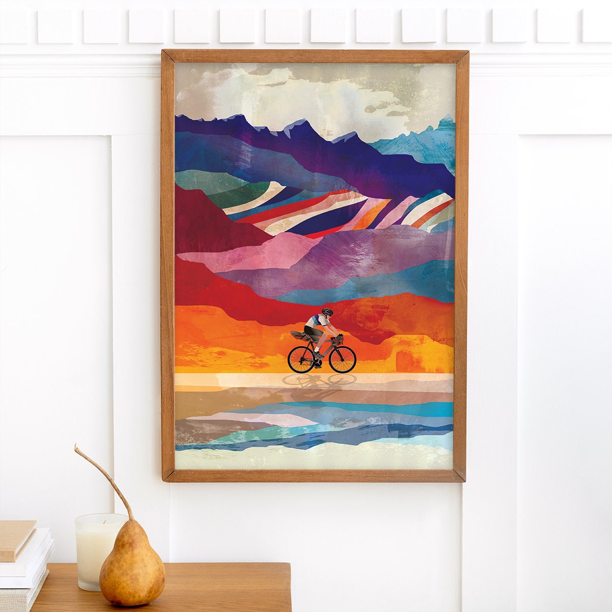 Cycling Art Print | Colorful Mountain Landscape Wall Art