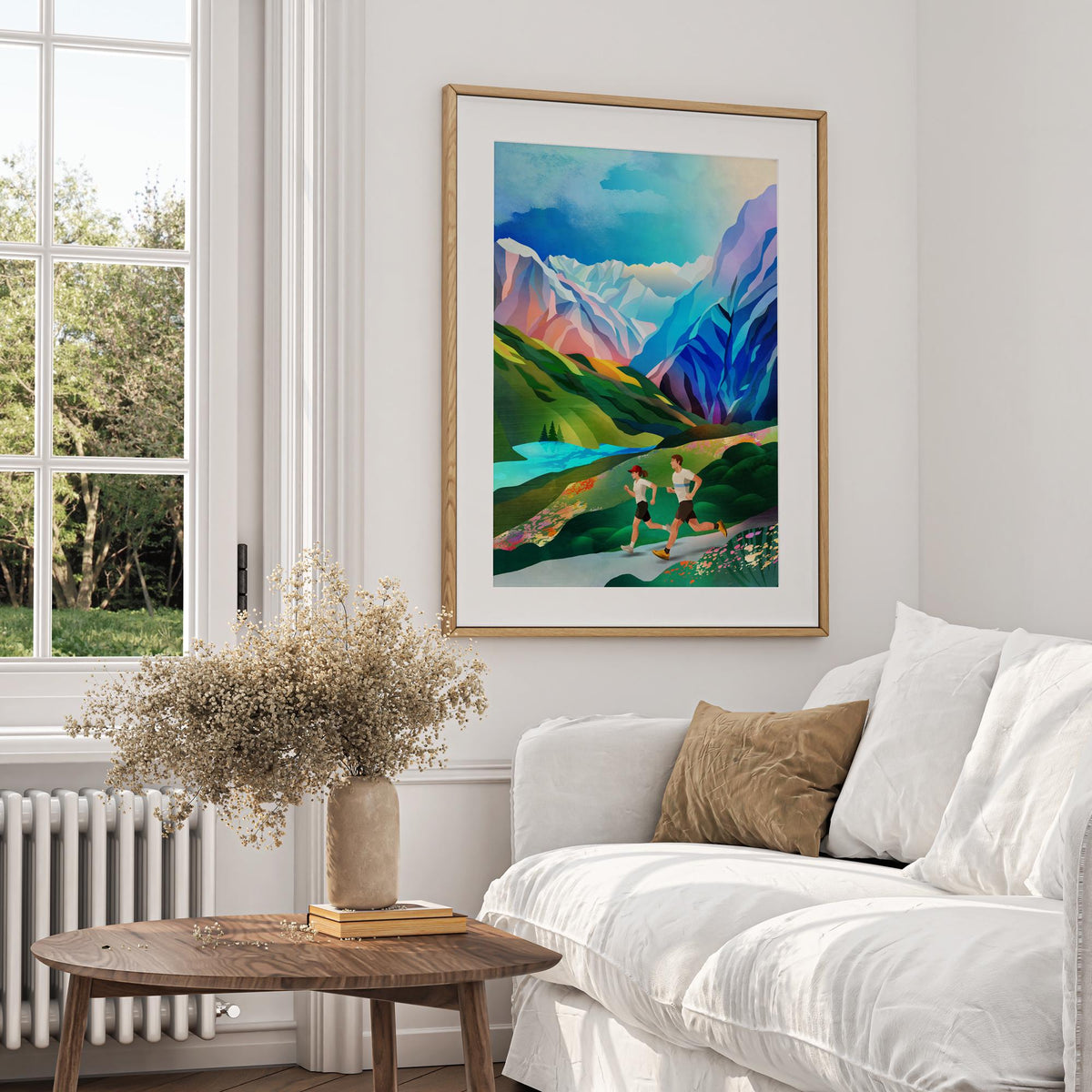 Mountain Running Art Print | Runner Landscape Wall Art
