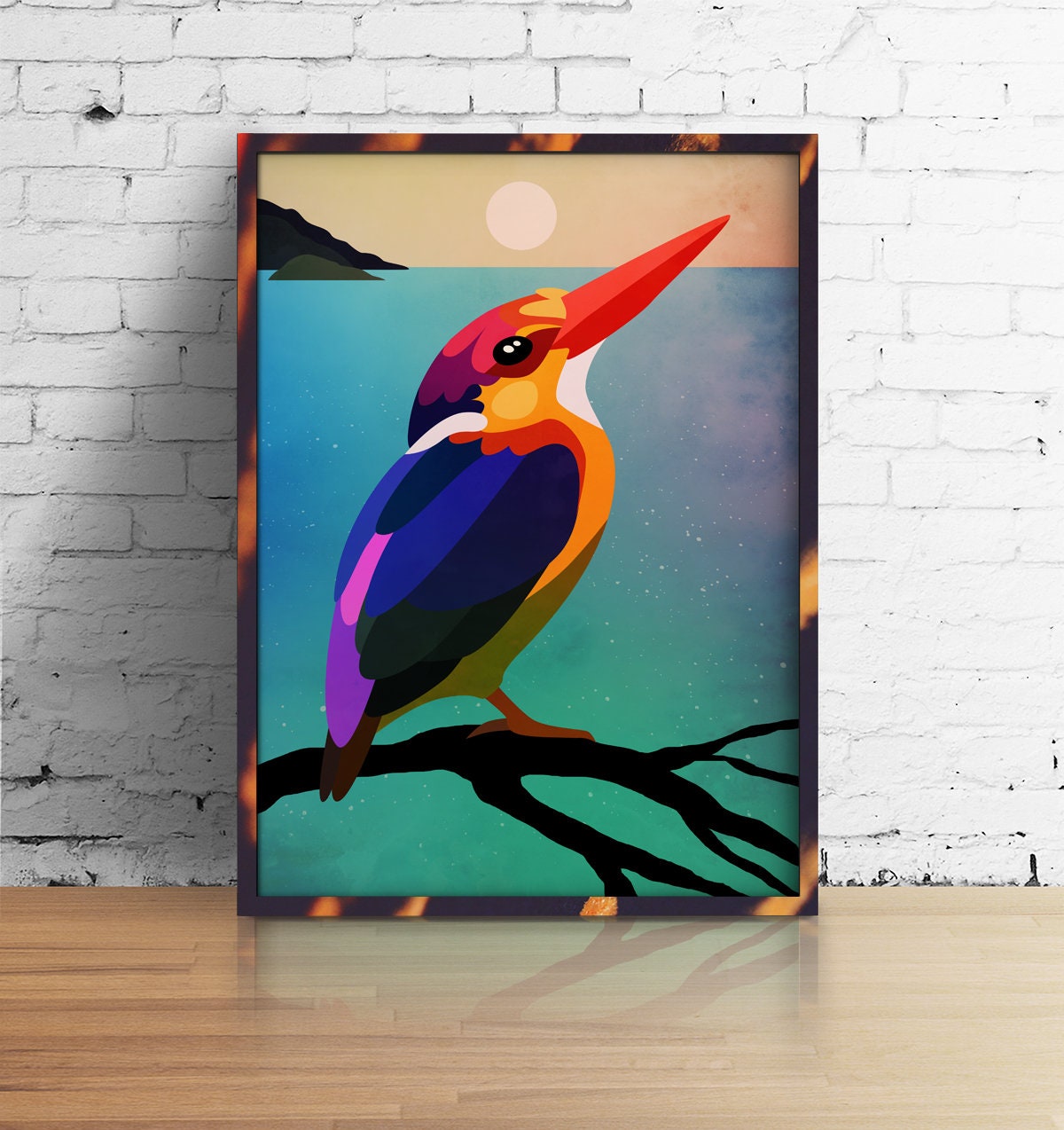 Kingfisher Art Print | Illustrated Bird Wall Art