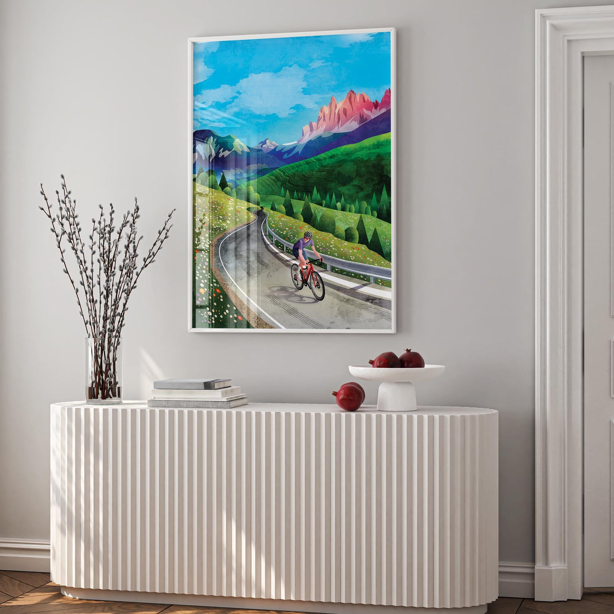 Cycling Art Print | High Mountain Pass Road Cyclist Wall Art