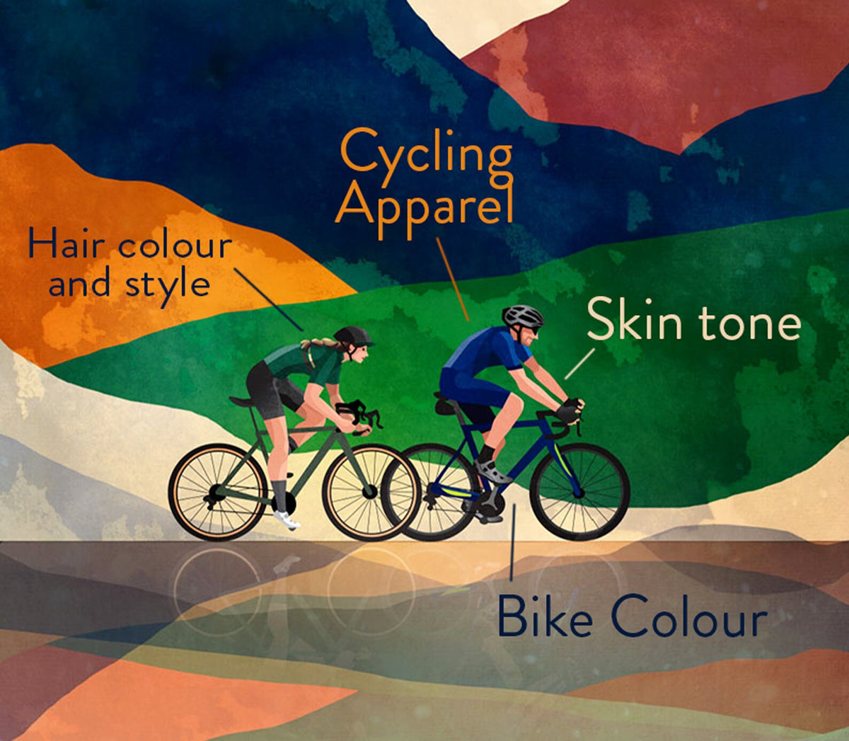 Personalized Cycling Art Print | Custom Couple Cyclist Gift