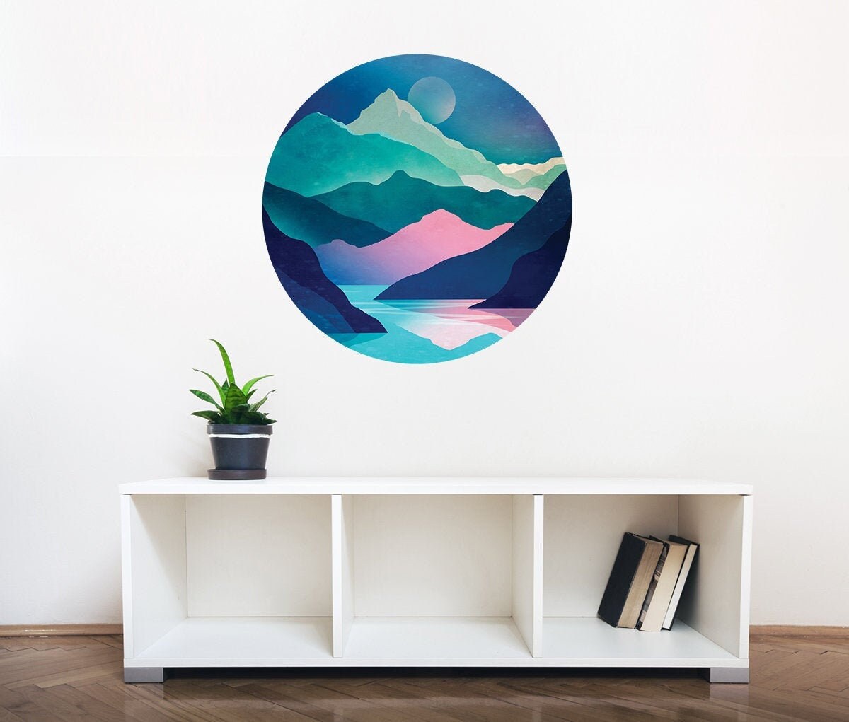 Blue River Wall Decal | Round Self-Adhesive Removable Wall Sticker