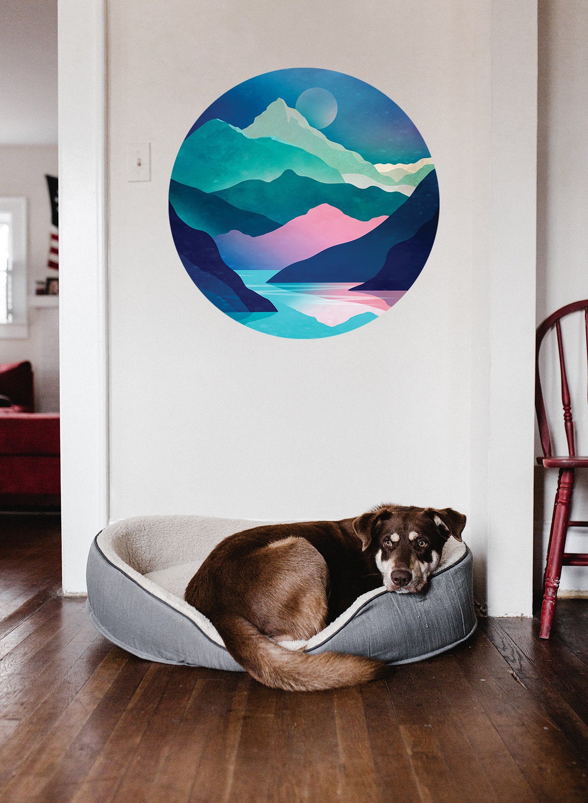 Blue River Wall Decal | Round Self-Adhesive Removable Wall Sticker