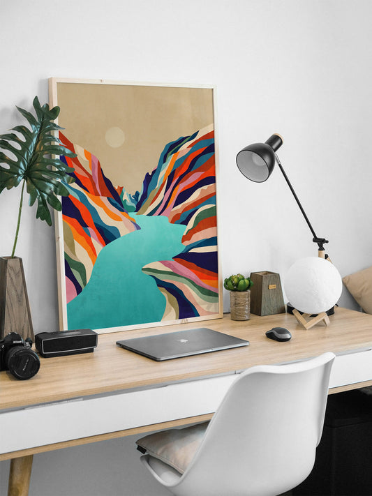 Canyon River Art Print | Colorful Mountain Landscape Wall Art