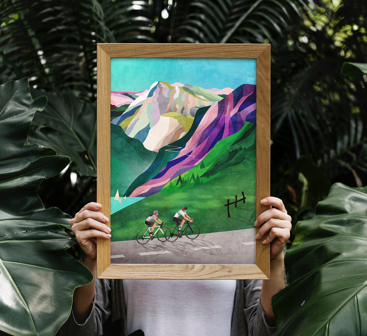 Cycling Couple Art Print | Alpine Ascent Bicycle Wall Art
