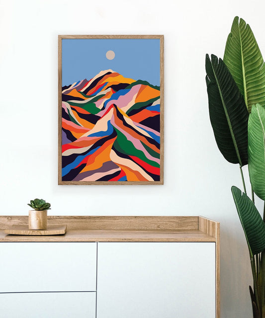 Colorful Mountain Landscape Art Print | Modern Nature Wall Art