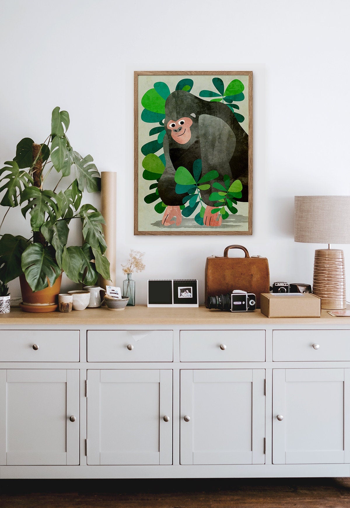 Gorilla Art Print | Kids Room Nursery Illustration Wall Art