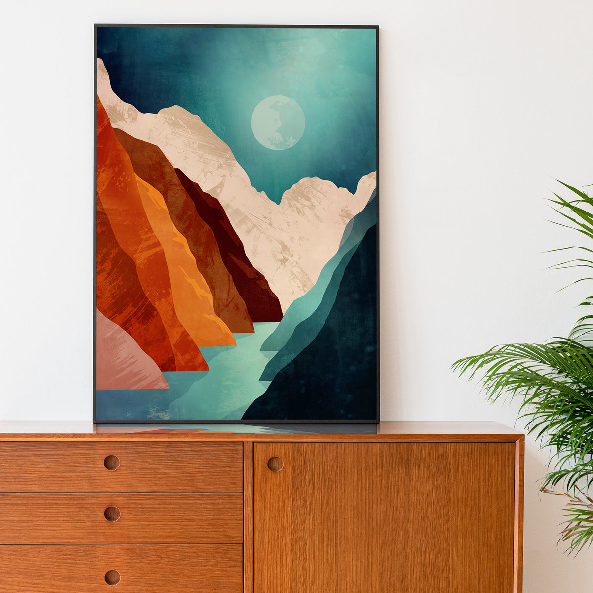 Autumn Canyon Art Print | Moonlit Mountain Landscape Wall Art