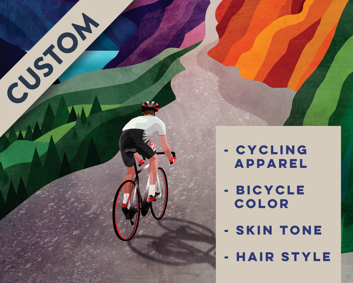Personalized Cycling Art Print | Custom Riders & Bicycle Portrait