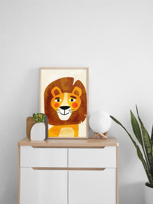 Lion Art Print | Kids Room Nursery Illustration Wall Art