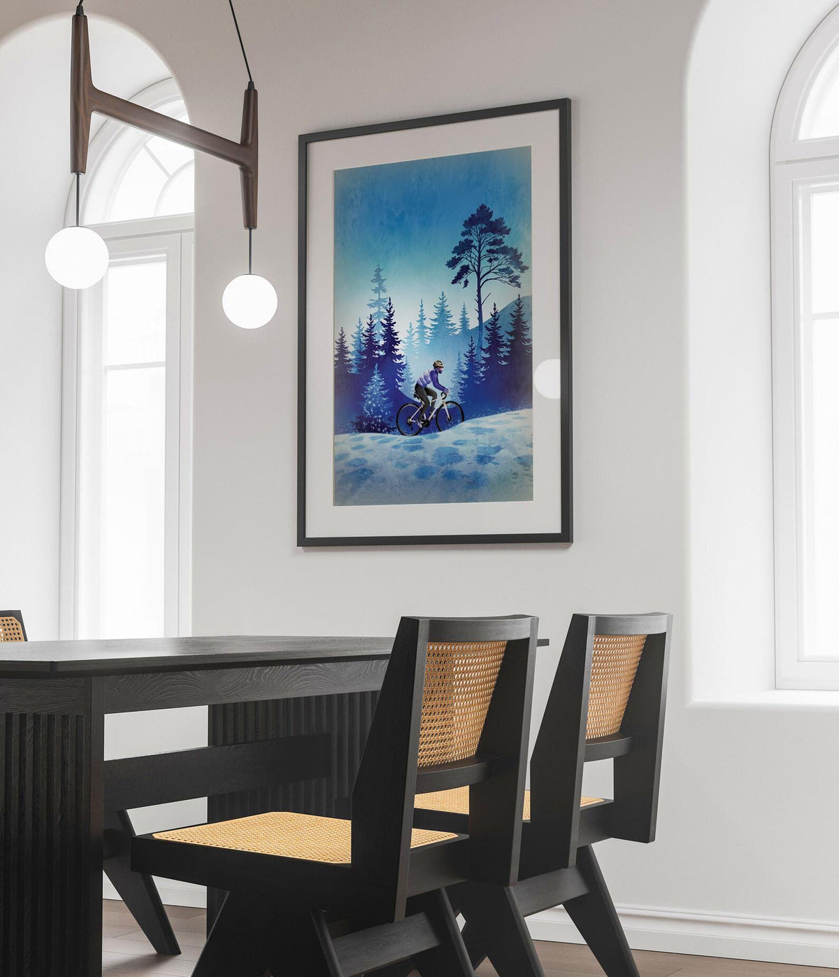 Woman Cyclist Art Print | Winter Cycling Wall Art