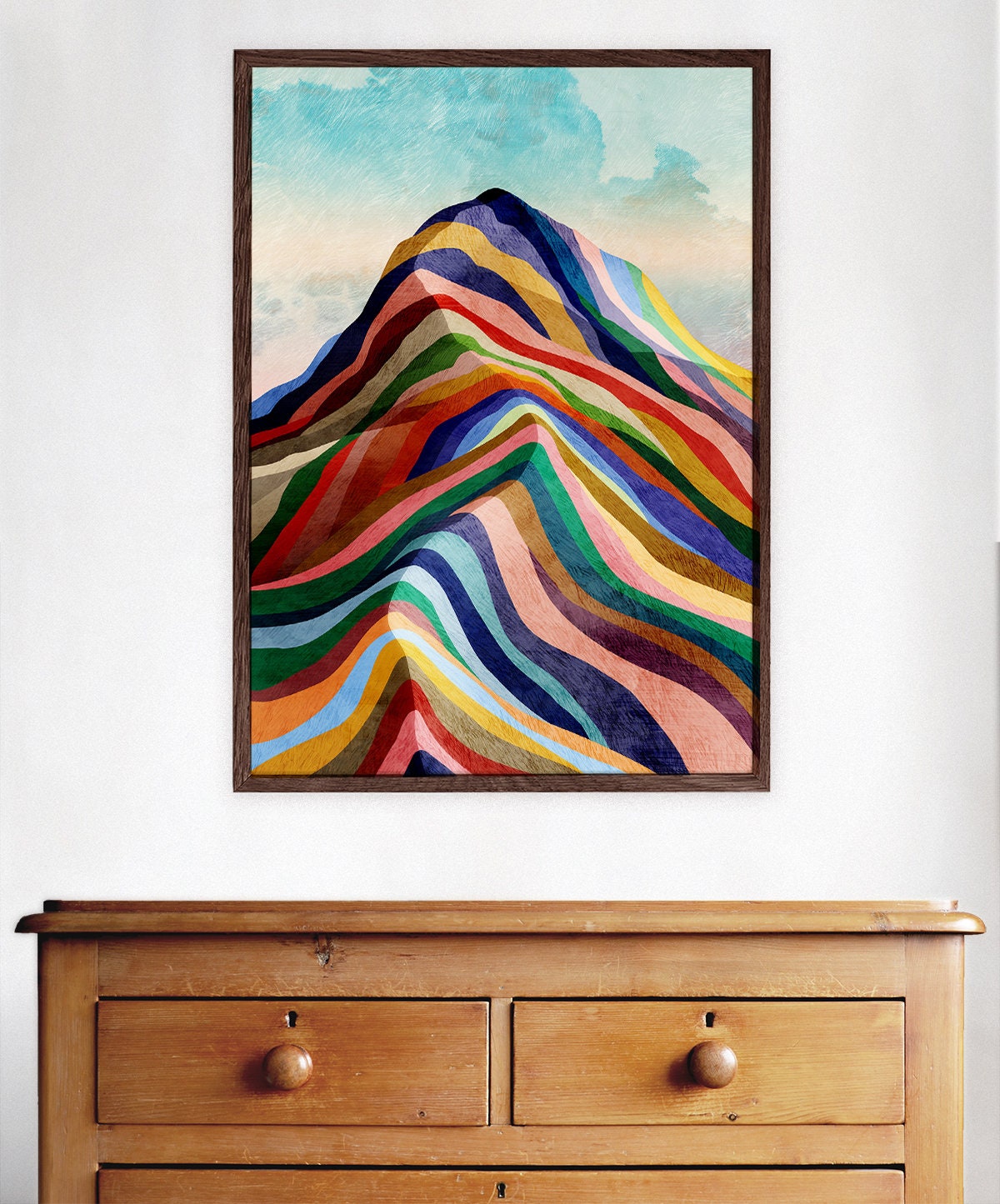 Rainbow Ridge Art Print | Mountain Landscape Illustration