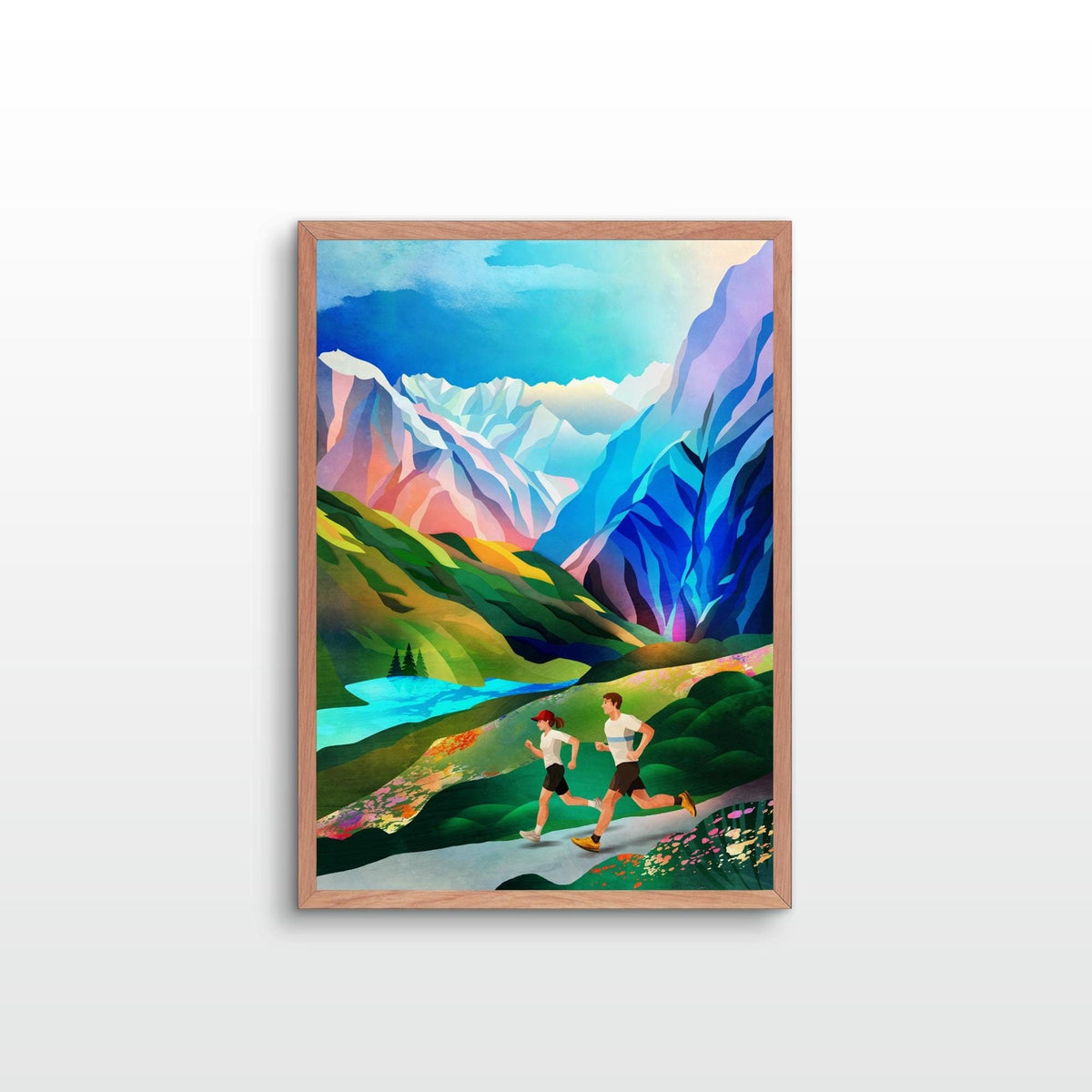 Mountain Running Art Print | Runner Landscape Wall Art