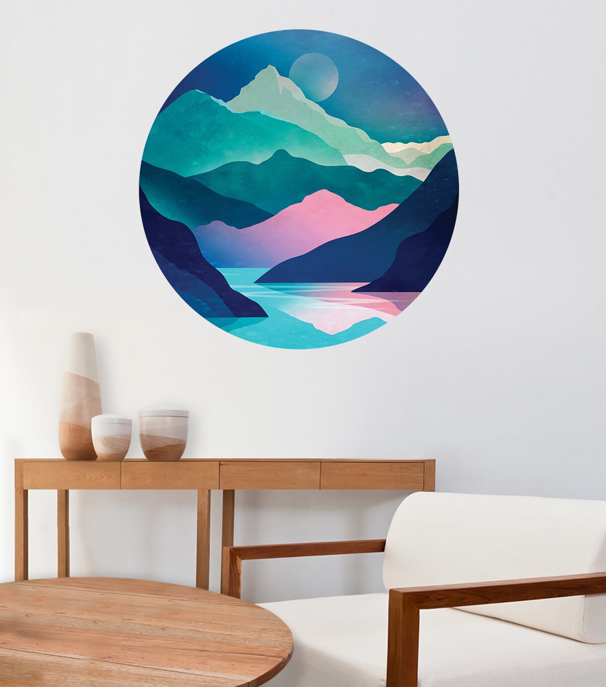 Blue River Wall Decal | Round Self-Adhesive Removable Wall Sticker