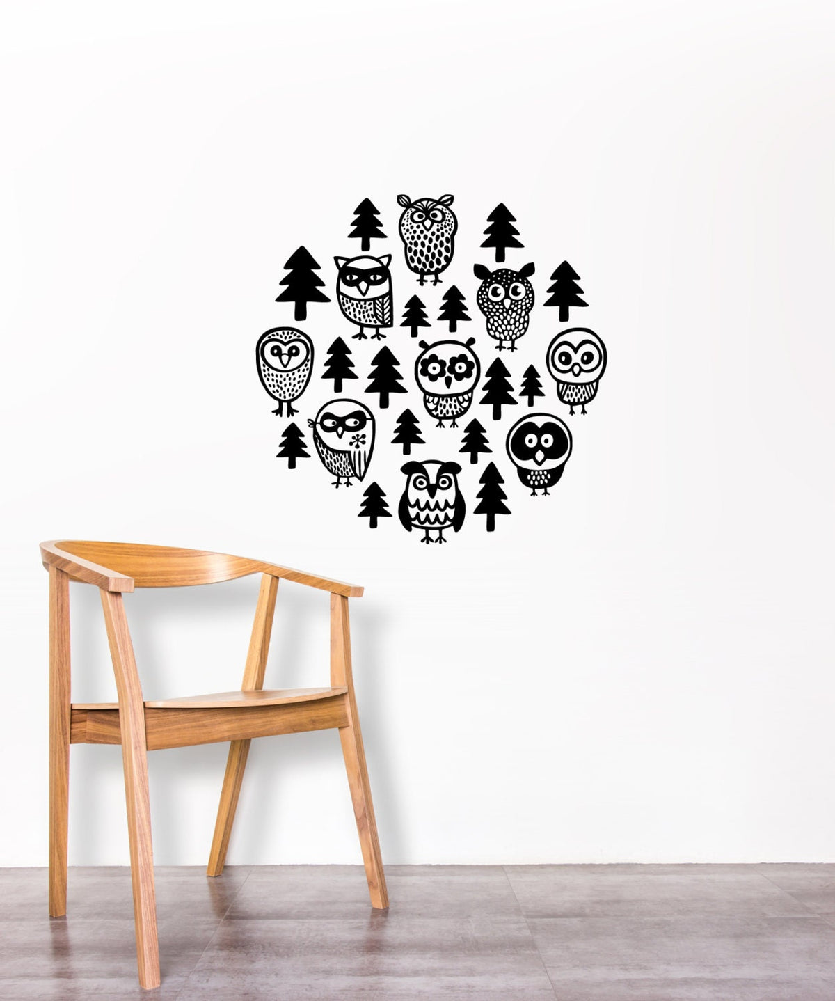 Woodland Owl Wall Decals | 9 Owls & 15 Trees