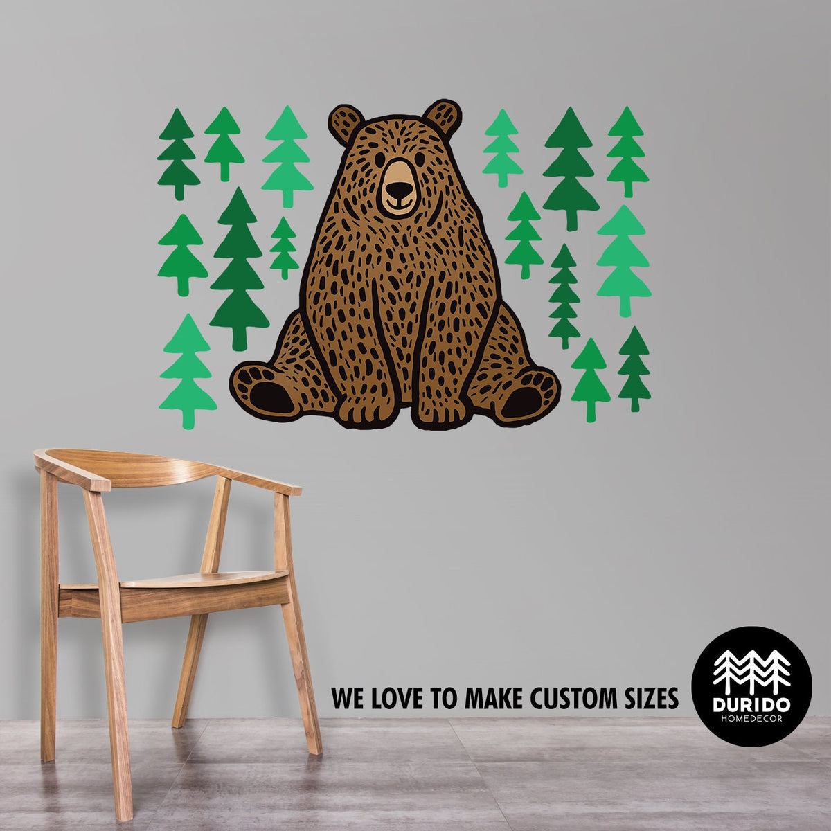 Bear & Forest Trees Wall Decals | Nursery Wall Decor