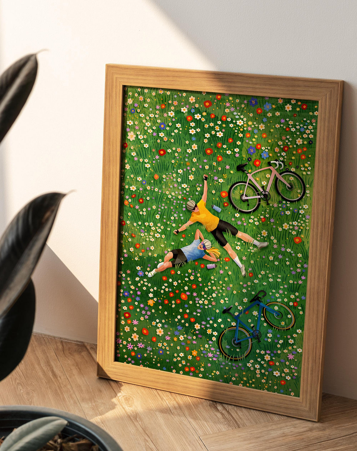 Cycling Couple Art Print | Summer Ride Bicycle Gift Wall Art