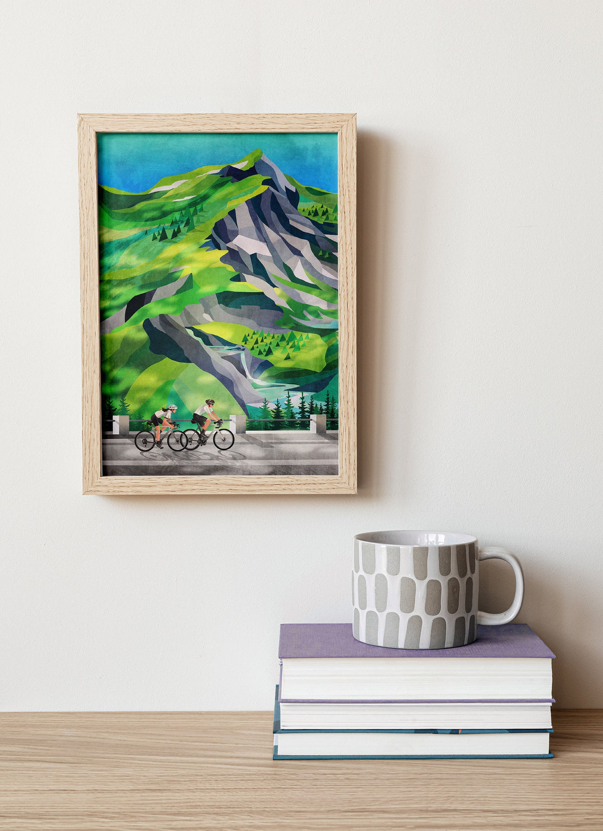 Cycling Couple Art Print | Waterfall Ride Bicycle Wall Art