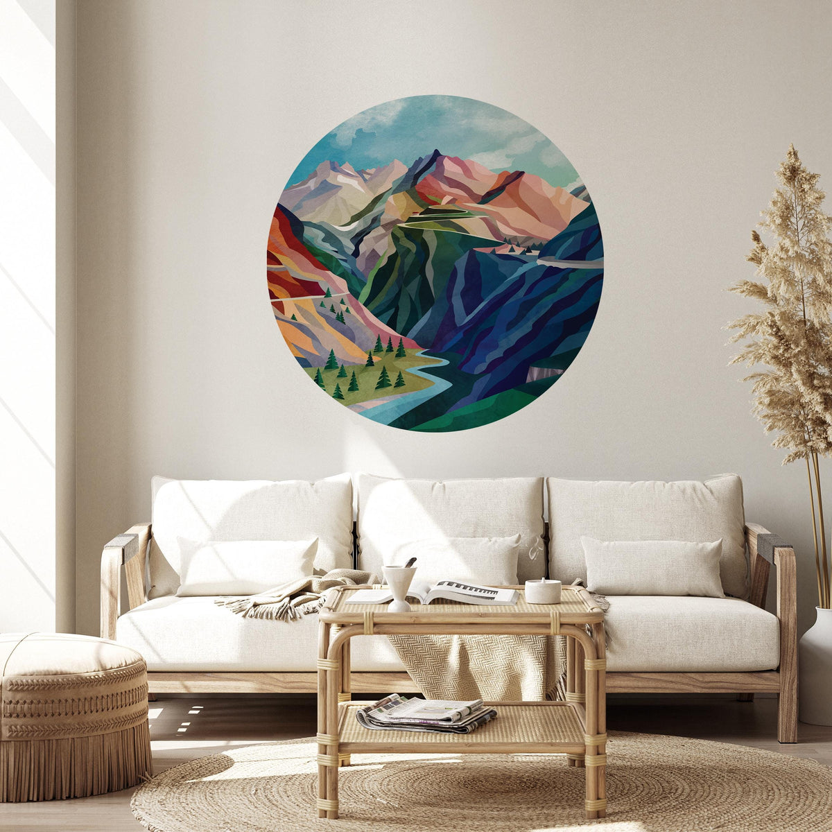 Mountain Pass Wall Decal | Self-Adhesive Removable Landscape Art.