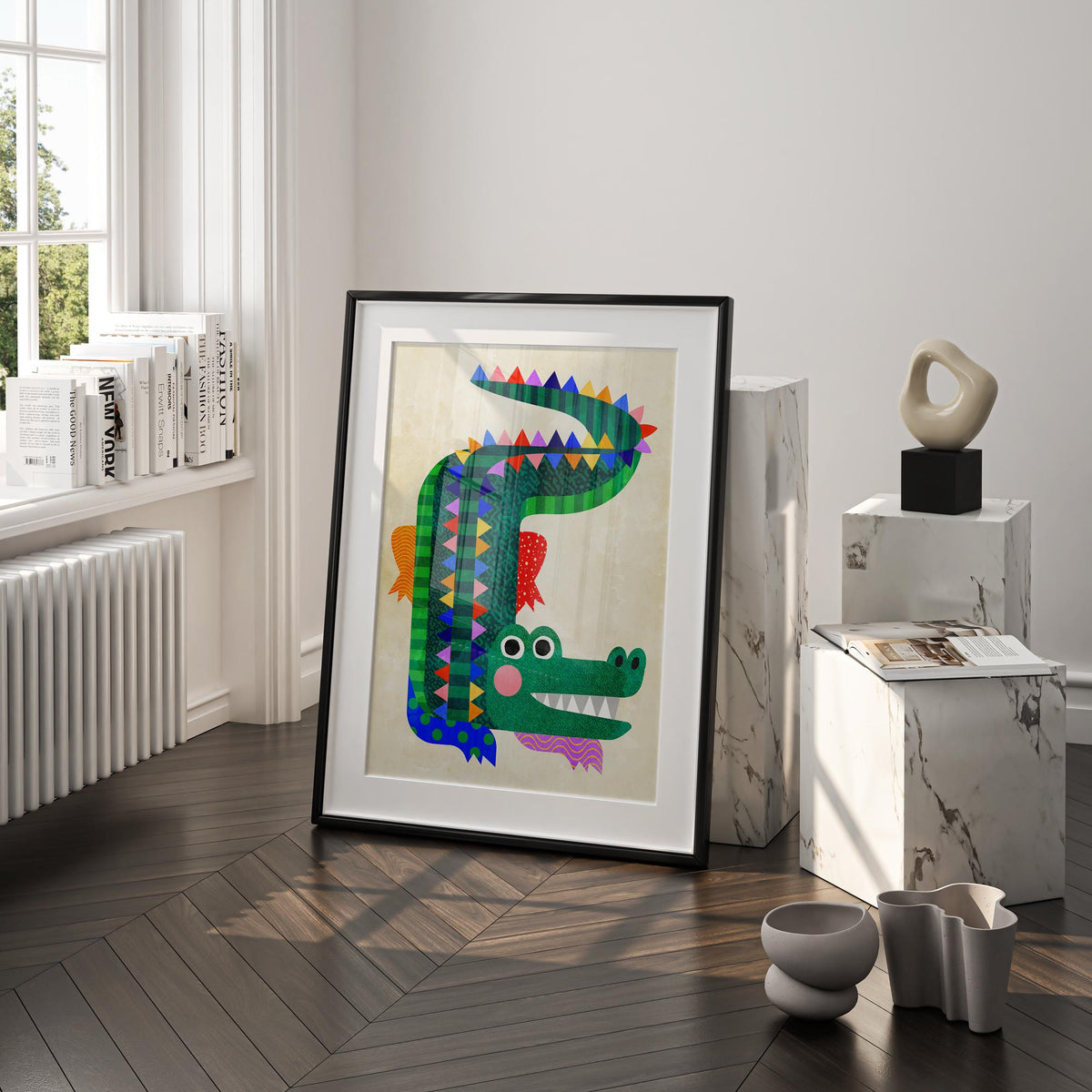 Crocodile Art Print | Colorful Kids Room Illustration Wall Art