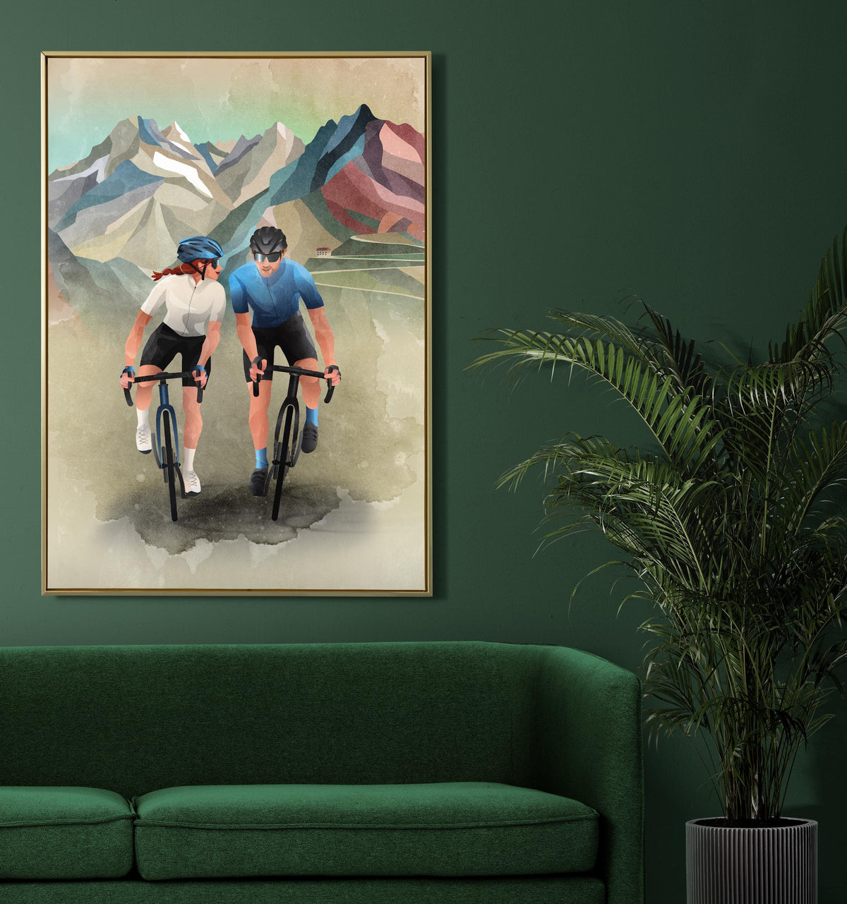 Custom Cycling Couple Art Print | Personalized Cyclist Gift