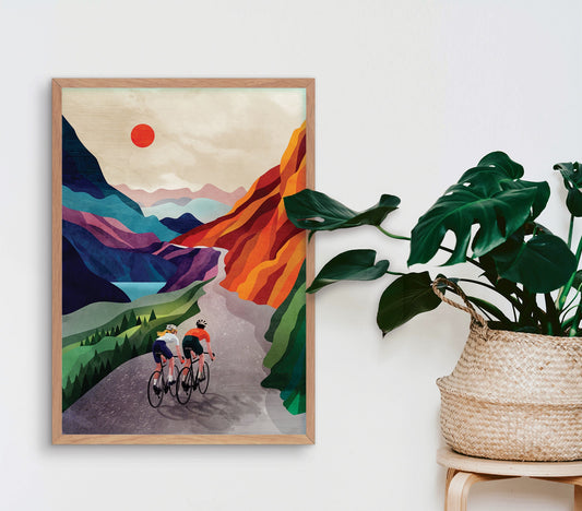 Personalized Cycling Art Print | Custom Riders & Bicycle Portrait