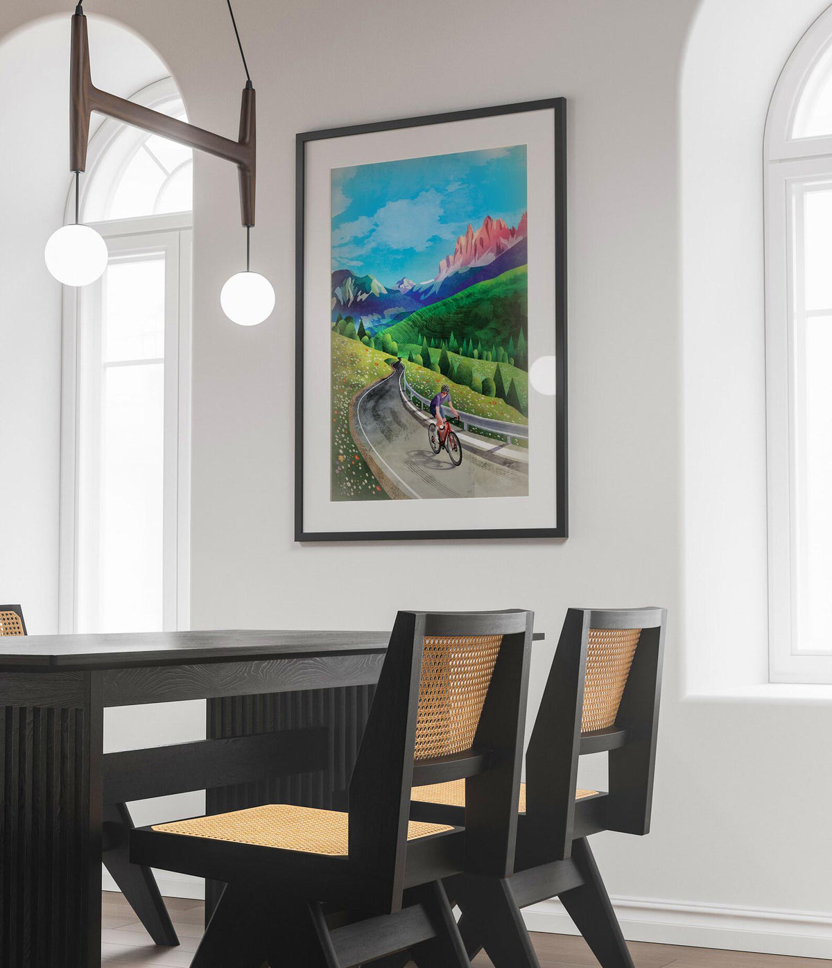Cycling Art Print | High Mountain Pass Road Cyclist Wall Art