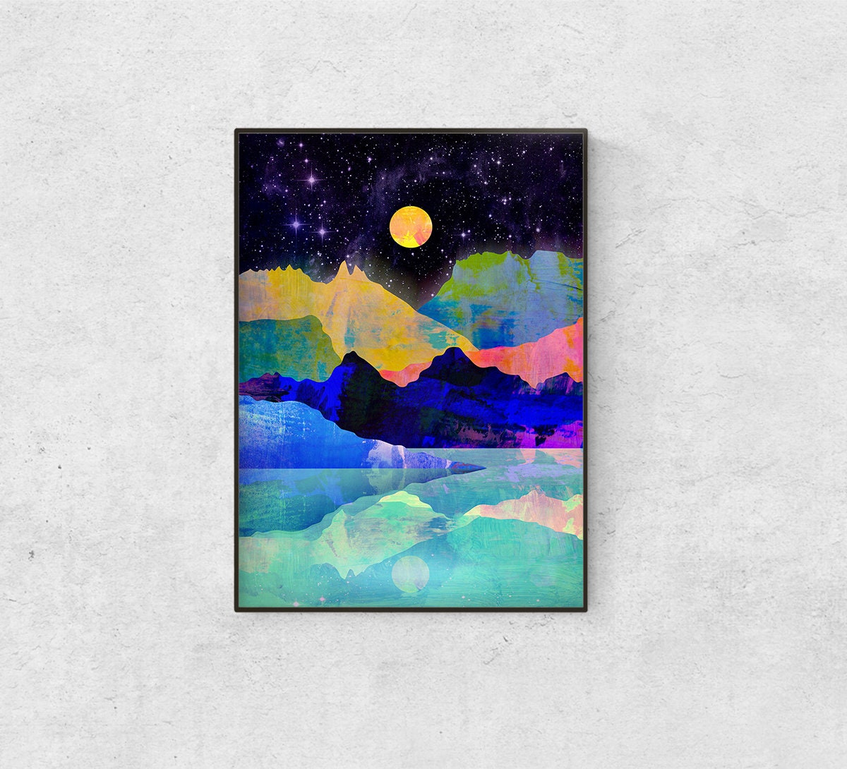 Moon and Mountains Art Print | Landscape Wall Art for Home