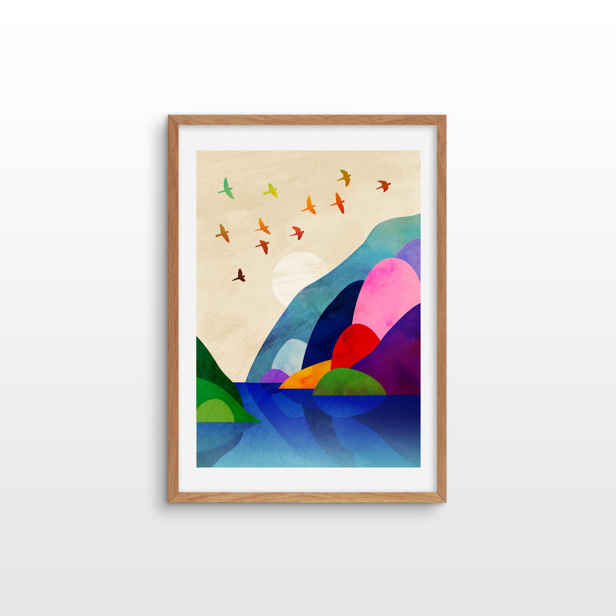 Migrating Birds Art Print | Illustrated Landscape Wall Art